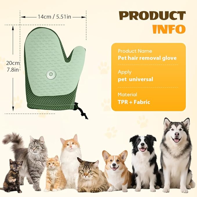 All-in-One Grooming Mist Glove for Pets, Upgrade Efficient Pet Hair Remover Gloves Grooming Spray Comb, Gentle Deshedding Efficient for Dogs & Cats (Green)