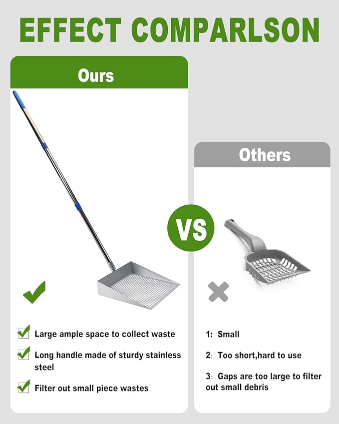 Large Chicken Poop Scooper, Chicken Coop Accessories,Metal Litter Scooper for Chicken,Chicken Coop Cleaning Tools,Heavy Duty Poop Shovel,Chicken Coop Must Haves(Silver)