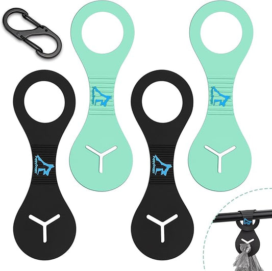 PuppyDoggy Dog Poop Bag Holder for Leash Waste Bag Carrier Dog Poop Bag Dispenser for Walking Running Bicycle Accessory 4 Pieces (Black + Light Green)