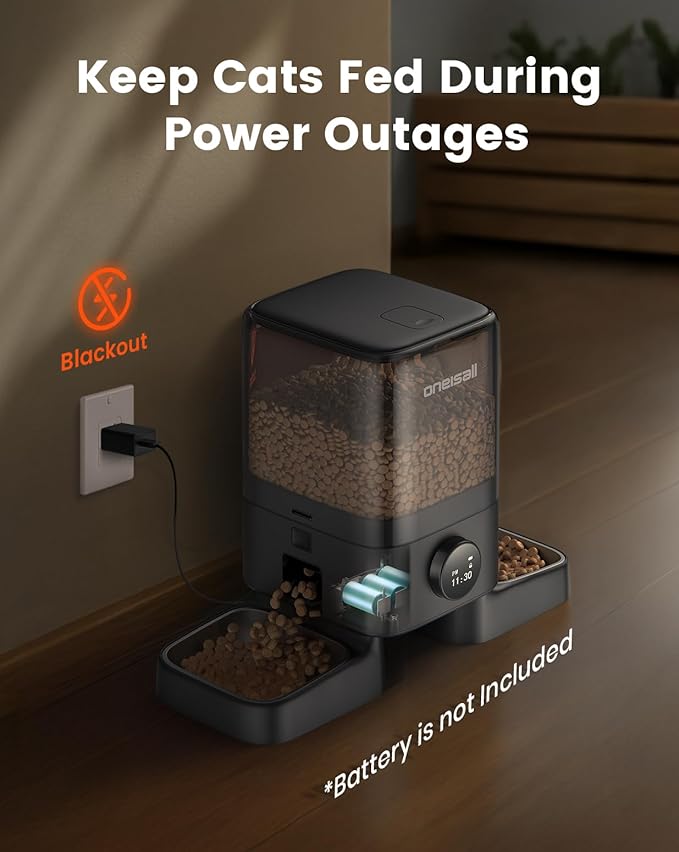 oneisall Automatic Cat Feeders 2 Cats, 20 Cups/5L Cat Auto Feeder, Automatic Cats Food Dispenser for Small Pets Indoor, Timed Pet Feeder for Dry Food