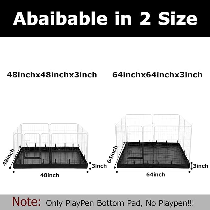PJYuCien Rectangle Dog Playpen Bottom Pad - Fits 8 Panels 24" Width Metal Dog Pen -48"x48" Size 600D Oxford Cloth Waterproof Playpen Bottom Pad (Note:No Playpen)