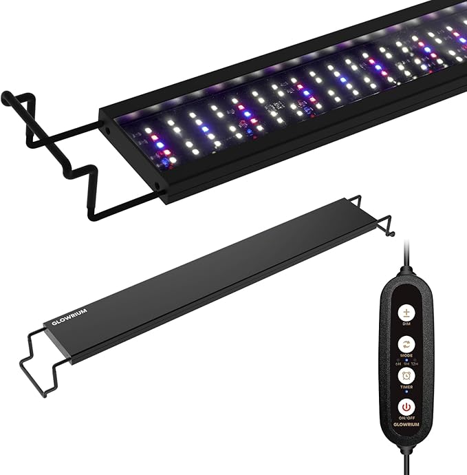 GLOWRIUM Aquarium Light, LED Freshwater Fish Tank Light with Timer, Full Spectrum Planted Aquarium Grow Lights with Daylight/Moonlight Mode, Brightness Adjustable, Auto On/Off (36-46 in)