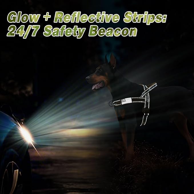 Forestpaw No Pull Dog Harness - Soft Flannel Padded Tactical Dog Vest Harness with Quick Release Buckle, Adjustable Reflective Pet Harness for Large Dogs Walking Training,Green Camouflage L