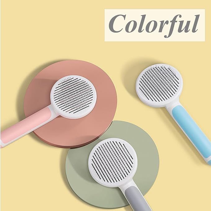 Pet Grooming Brush, Self Cleaning Slicker Brush for Dogs and Cats, Removes Undercoat Loose Hair, Mats, Tangled and Dirt, Massages, All Hair Types (Pink)