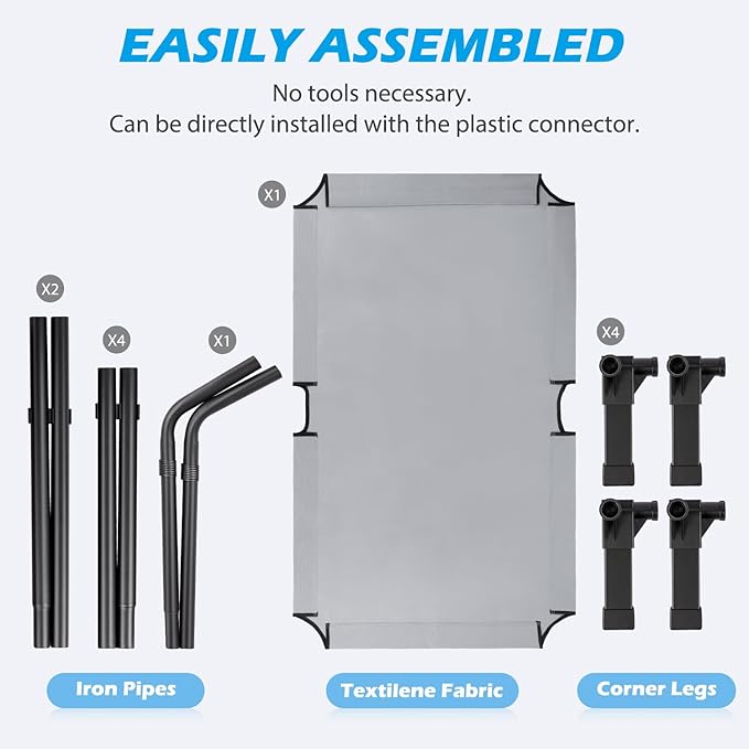 Heeyoo Elevated Dog Bed, Cooling Raised Pet Cot with Chew Proof Washable Breathable Mesh and Metal Frame, Portable Dog Cot Bed with No-Slip Feet for Outdoor or Indoor Use