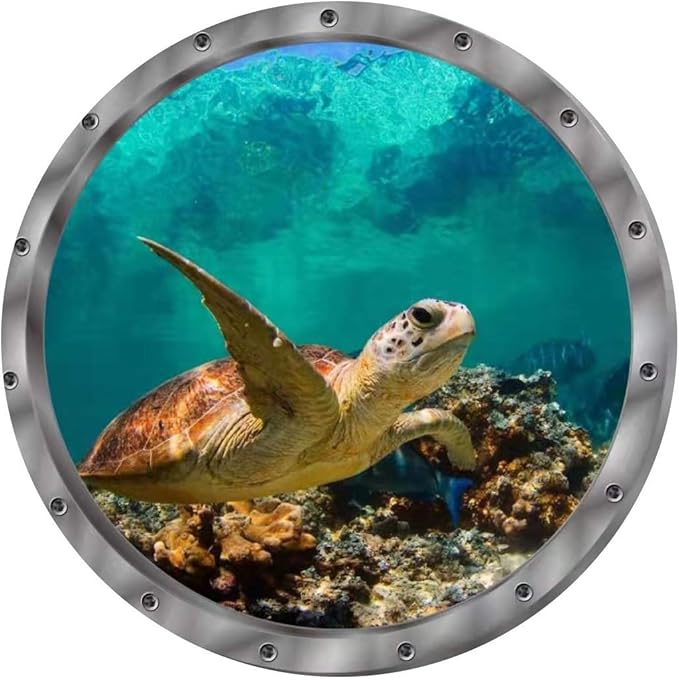 Under The Sea Nature Scenery Ocean Animals World Includ Sea Turtles Dolphins Coral 3 Pcs Removable 3D Wall Decals Peel and Stick Vinyl Stickers for Bathroom and Bedroom, Furniture,Home Decor