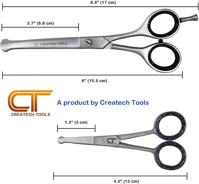 CT Pet Cat Dog Grooming Scissors Kit - 6 & 4 inch Hair Cutting Scissors Set, Japanese Stainless Steel Curved Blades with Safety Round Tips for Your Beloved Pets