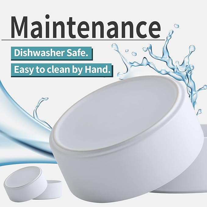 White Dog Bowl Ceramic for Medium Large Breed, Heavy Weighted Dog Food Water Feeder Dish, Non - Slip Modern Cute Extra Big Porcelain 8 in Pet Bowl Maze