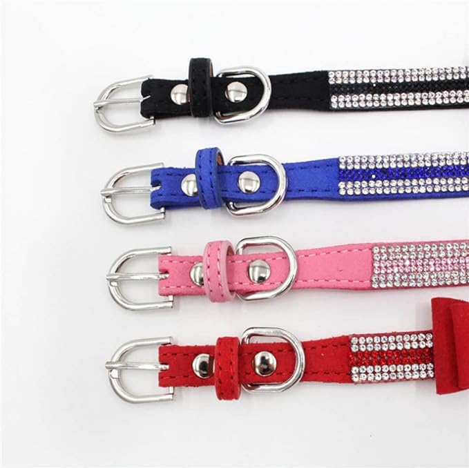 XL Bling Rhinestone Diamond Fancy Crystal Glitter Pretty Jewel Extra Large Dog Collars for Small Medium Breed Pet Female Dogs, Pink X-Large