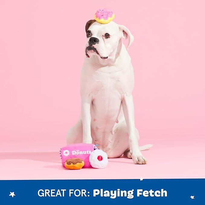 Barkbox Dog Toys – Barker’s Dozen Donuts Plush 4 in 1 Multi Part Interactive Dog Toy for Dogs & Puppies – Small