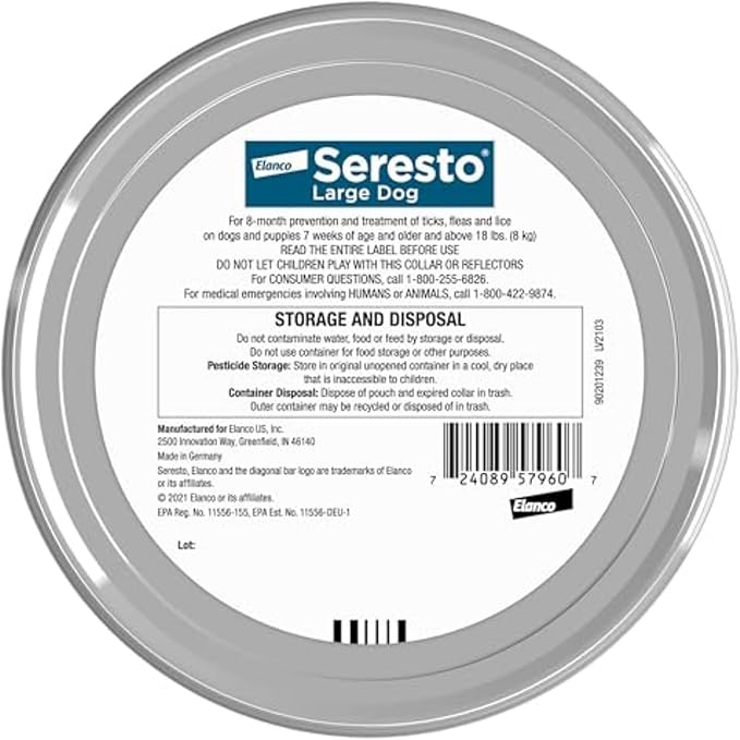 Seresto Large Dog Vet-Recommended Flea & Tick Treatment & Prevention Collar for Dogs Over 18 lbs. | 2-Pack