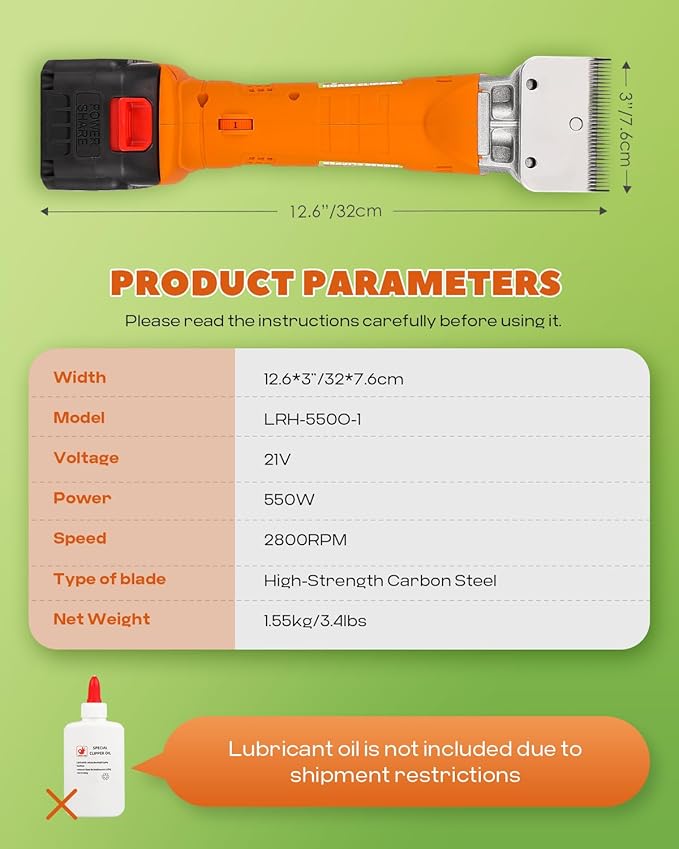 Horse Clippers Cordless, Heavy Duty Horse Grooming Kit, 6-Speed Professional Livestock Clippers with 2PCS 21V 4Ah Lithium Battery for Shaving Horse Pony Cattle Large Dogs