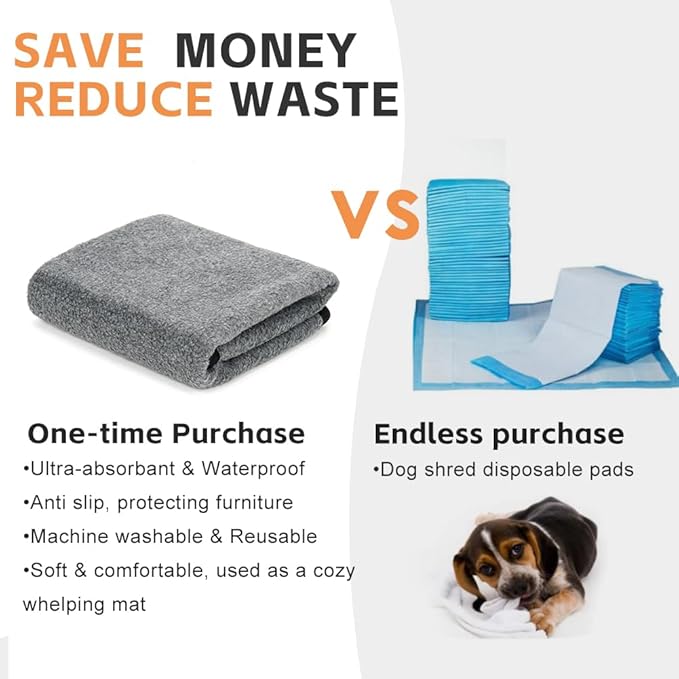 Washable Pee Pads for Dogs 2 Pack Reusable Puppy Pads Waterproof Pet Training Pads, Non-Slip Dog Mats Fast Absorbent Whelping Pads for Playpen, Potty, Crate, Bed, 18" x 24"