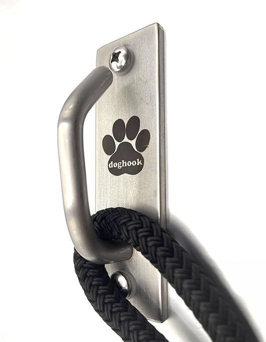 Canine Hitch- Secure Dog Leash Parking Mounted Indoor – Outdoor Wall Hook - Tie Out Stainless Steel Practical Lead Management for Home & Business, Slim Compact