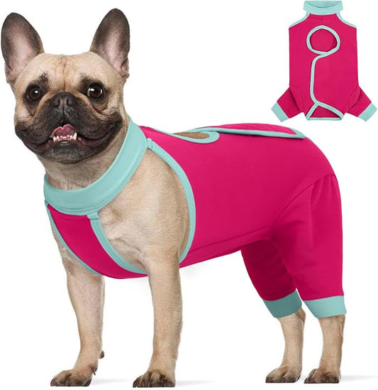 ROZKITCH Dog Surgery Leg Sleeve Rear Legs, Male Female Pet Prevent Licking Wound Elbow Knee Protector, Dog Recovery Suit Cone Collar Alternative Pants Shirt for Wound Heal Wrap Rosered M