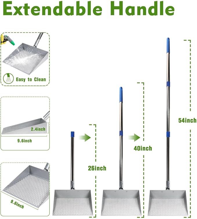 Large Chicken Poop Scooper, Chicken Coop Accessories,Metal Litter Scooper for Chicken,Chicken Coop Cleaning Tools,Heavy Duty Poop Shovel,Chicken Coop Must Haves(Silver)