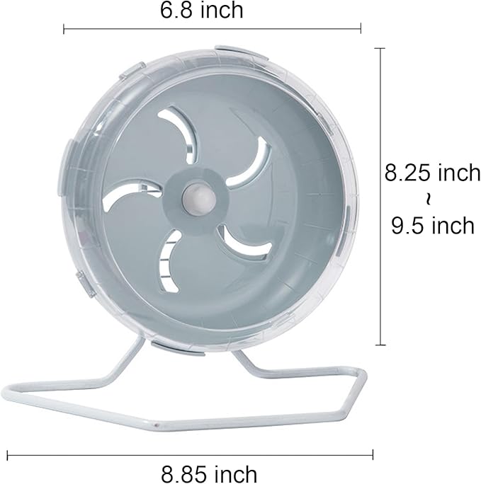 Jeeone Silent 7-Inch Hamster Wheel - Height-Adjustable Exercise Wheel Cage Accessories, Running Toys for Small Animals With Nest (Grey)