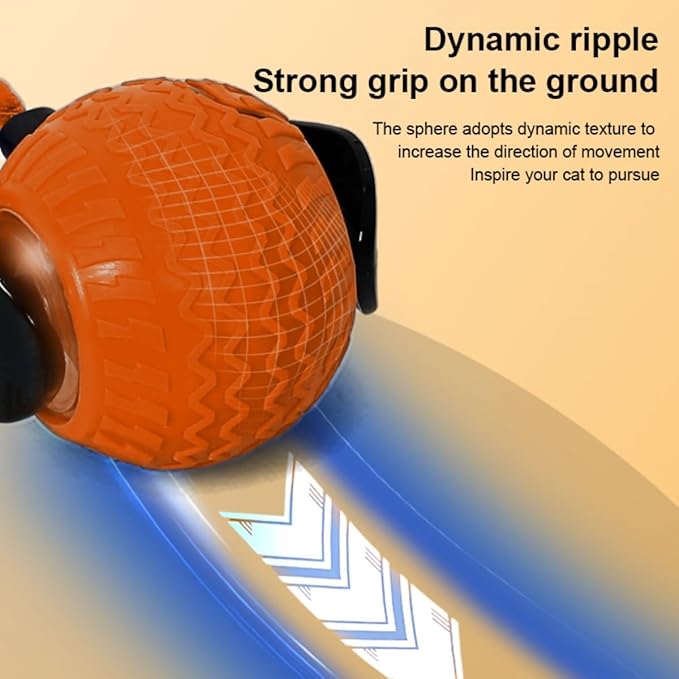 Interactive Cat Toys with Tail Rechargeable Cat Ball Toy with 3 Model Automatic Moving Balls Electric Fast Rolling Toy for Lazy Cats (Red)