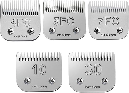 5Pack Dog Grooming Blades Compatible with Andis Dog Clippers,Dog Clipper Blades Compatible with Oster A5,Wahl km10 Dog Clippers for Animal Dog Cat Horse,Stainless-Steel Blade Sharp