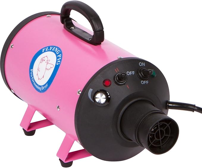 Flying Pig High Velocity Dog Pet Grooming Dryer w/Heater (Model: Flying One, Pink)