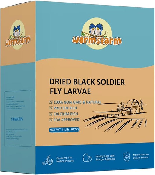 11LB Dried Black Soldier Fly Larvae,Chicken Feed More Calcium Than Mealworms for Chickens,Laying Hens,Blue Birds