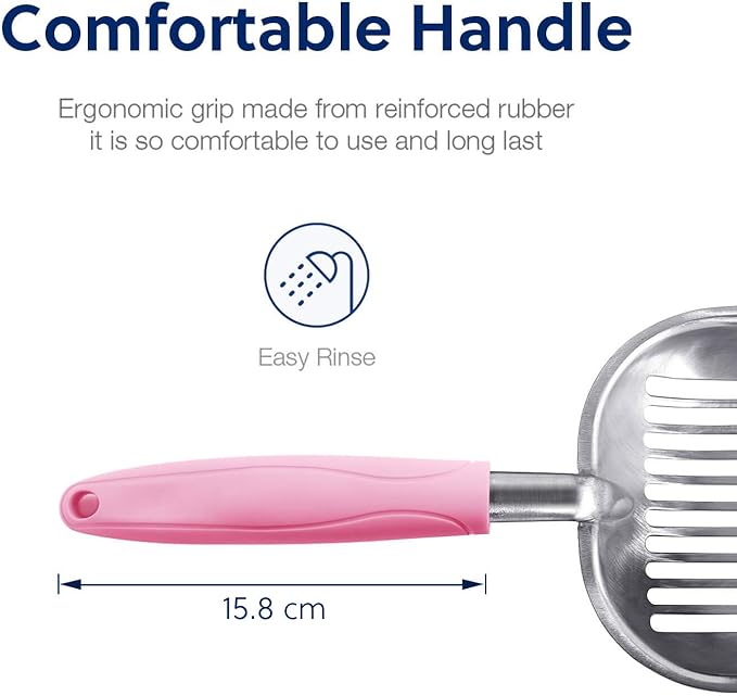 WePet Cat Litter Scoop, Aluminum Alloy Sifter, Kitty Metal Scooper, Deep Shovel, Long Handle, Poop Sifting, Kitten Pooper Lifter, Durable, Heavy Duty, for Litter Box