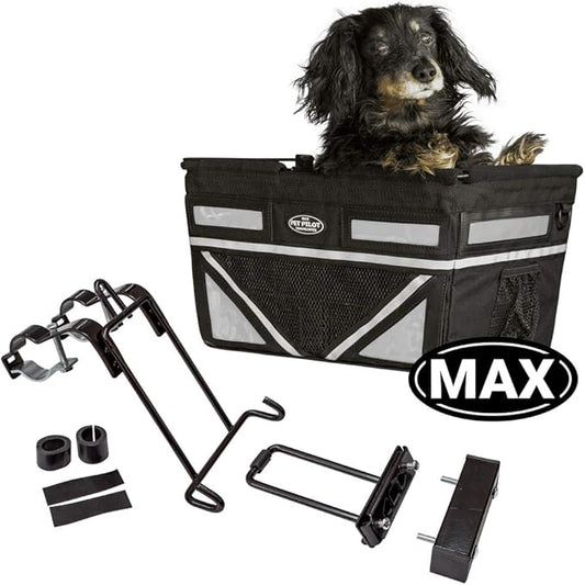 TRAVELIN K9 Pet-Pilot MAX Dog Bicycle Basket Carrier | 8 Color Options for Your Bike (Silver/Grey)