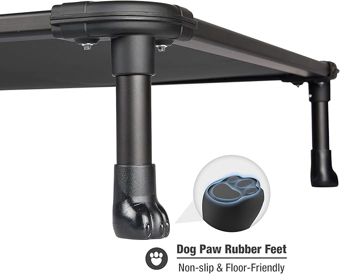Veehoo Chew Proof Elevated Dog Bed - Cooling Raised Pet Cot - Rustless Aluminum Frame and Durable Textilene Mesh, Unique Designed No-Slip Feet for Indoor or Outdoor Use, Black, X-Large, CWC2002