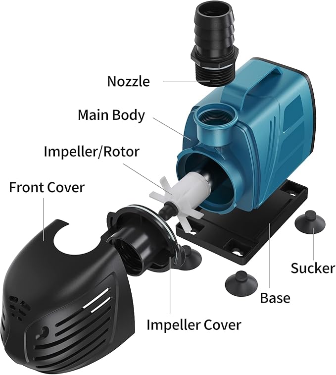 Uniclife Aquarium 1000 GPH Submersible and Inline Water Pump 80W 10ft High Lift AC 120 V Quiet Return Pump with 10 ft. Power Cord for Large Fish Tanks Pond Waterfalls Fountains Sumps and Gardens