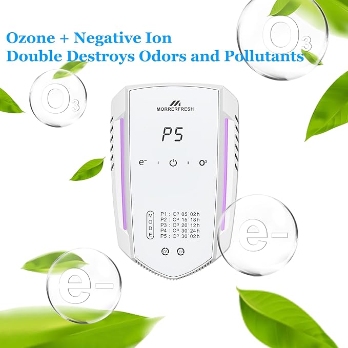 Ozone Odor Eliminator for Strong Odor 99% Cat Litter Deodorizer Dog Poof Odor Removal Air Ionizers for Home Portable Air Purifier for Pets Toilet Wardrobe Shoe Garage Room Cabinet White
