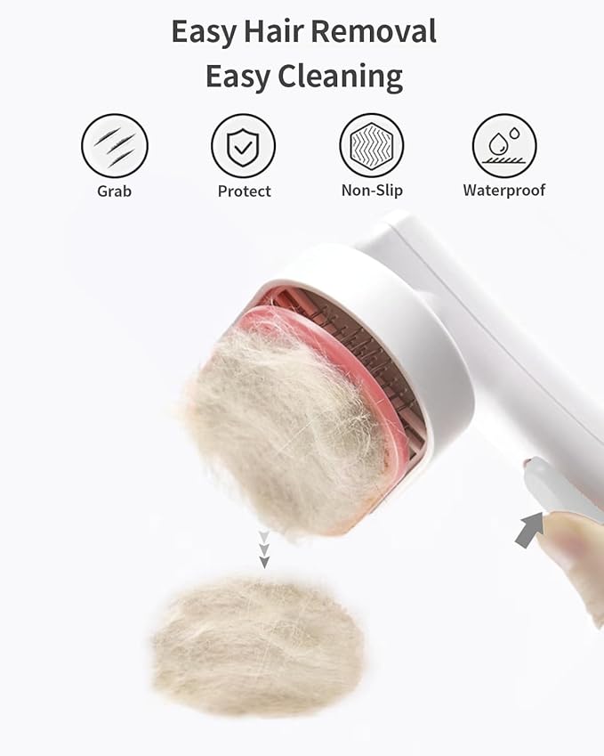 Cat Brush With Release Button - Self-Cleaning Sliker for Indoor Short Cats, Effortless Hair Removal, Gentle on Skin, Grooming for Shedding and Loose Fur