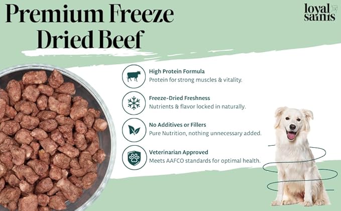 Freeze Dried Raw Dog Food - Premium Beef Flavor with High Protein and Grain Free Dog Food for Small or Large Breeds and Picky Eaters - Versatile as Meal Topper, Snack, and Treats, 5 Oz