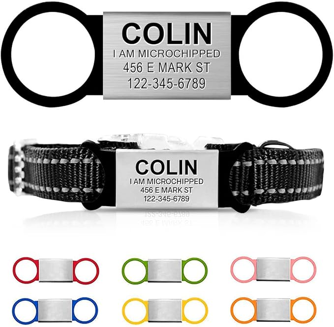 Personalized Dog & Cat ID Tags - No Noise, Engraved, Slide On - Custom Collar Tags for Small, Medium & Large Pets - Silent Identification