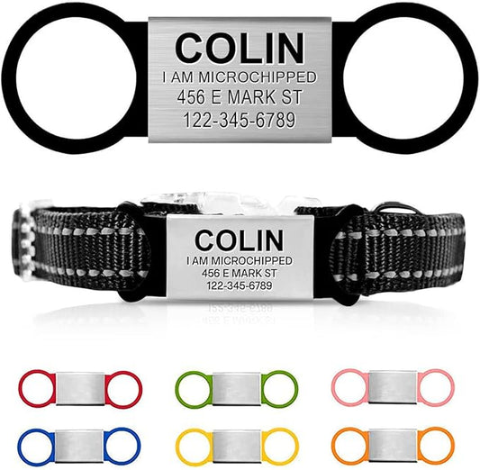 Personalized Engraved Dog & Cat ID Tags - Slide On, Silent, Custom Collar Tags for Small, Medium, Large Pets