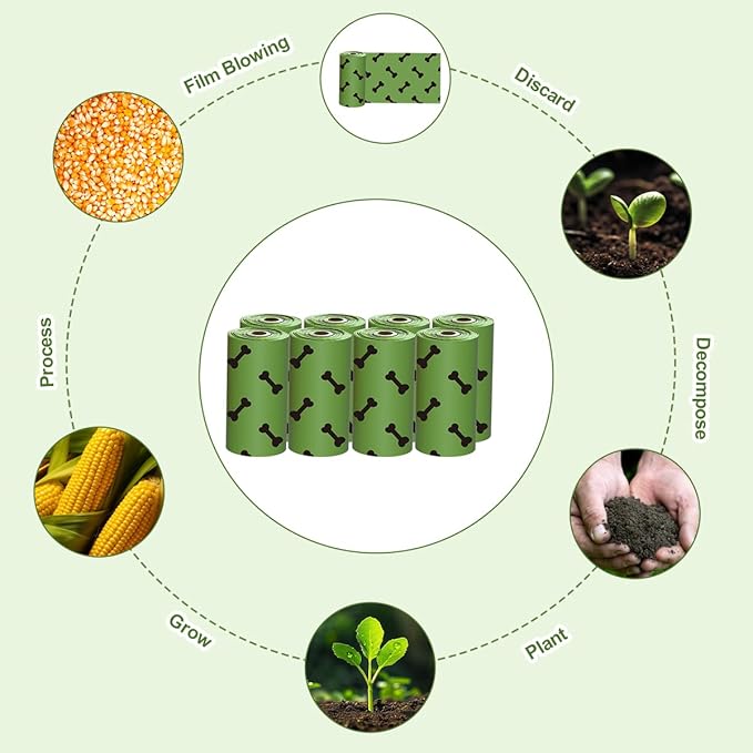 Green Dog Poo Bags Lavender scent -120 Large Biodegradable Poop Bags, Extra Thicken Strong Corn Starch Blended Compostable Leak Proof Poop Waste Bag for Dogs