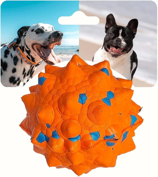 Tough Dog Toys for Aggressive Chewers & Teething Puppies, Bouncy Balls for Medium Dogs, Durable Pet Toys, Floating Dog Balls for Water Play (Orange-Blue)