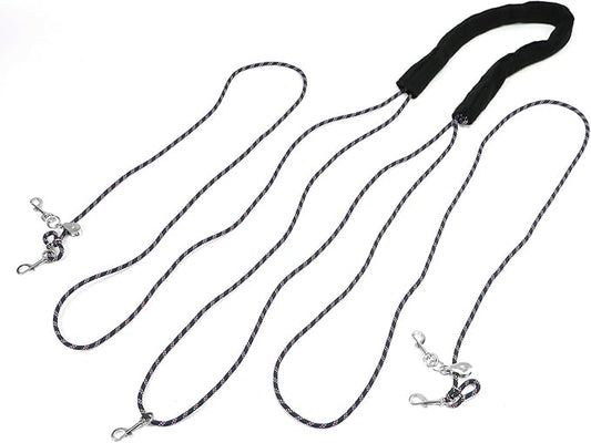 QWORK Adjustable Horse Training and Lunging Aid with Rear Fleece Cover, Navy/Red, Encourages Proper Head Carriage and Comfortable Stretching, Durable Braided Nylon Rope with Metal Clips,