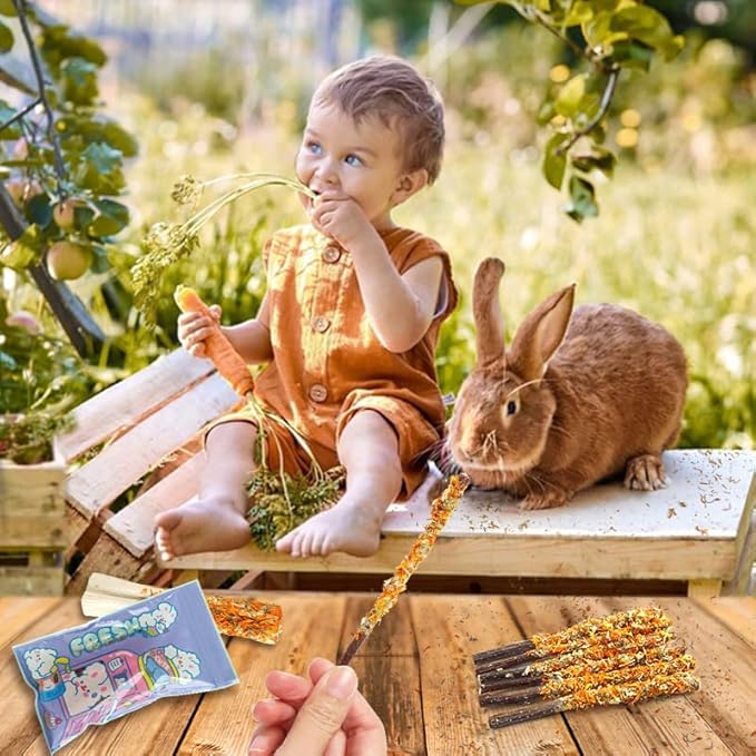 Apple Sticks for Rabbits, Natural Bunny Chew Toys Wood Treats Food for Small Animals,Hamsters, Chinchillas Squirrel Bunny Guinea Pigs Small Pet Apple Chew Sticks