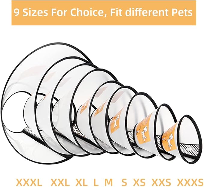 Plastic Pet Recovery Collars & Cones for Dogs and Cats After Surgery Adjustable Dog Neck Cone Surgical Elizabeth E-Collar Prevent Biting and Stop Licking Wound (L)