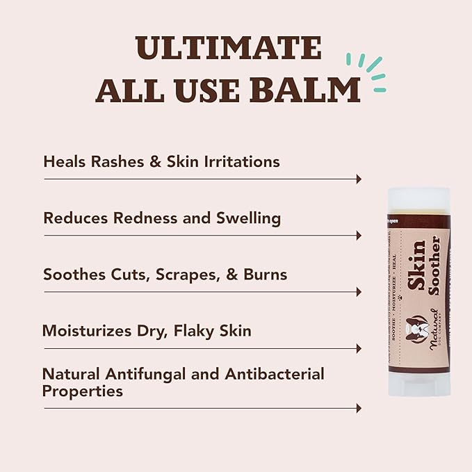 Natural Dog Company Skin Soother, 4 Pack, Allergy and Itch Relief for Dogs, Dog Moisturizer for Dry Skin, Dog Lotion, Ultimate Healing Balm, Dog Rash Cream, Travel Stick 0.15 oz X 4