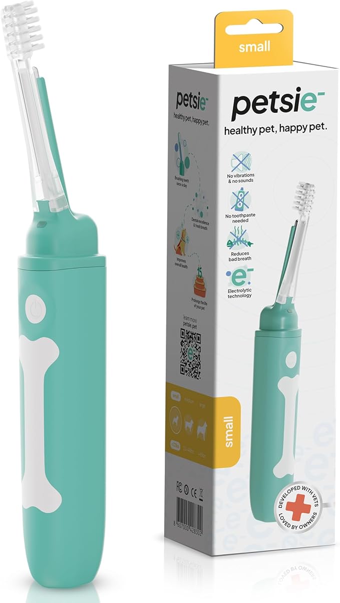Dog Toothbrush | Innovative Eletrolytic Technology | Improves Oral Health & Reduces Bad Breath | No Vibrations & Silent Teeth Cleaning Brush | No Toothpaste Needed | Dog Teeth Cleaning Kit