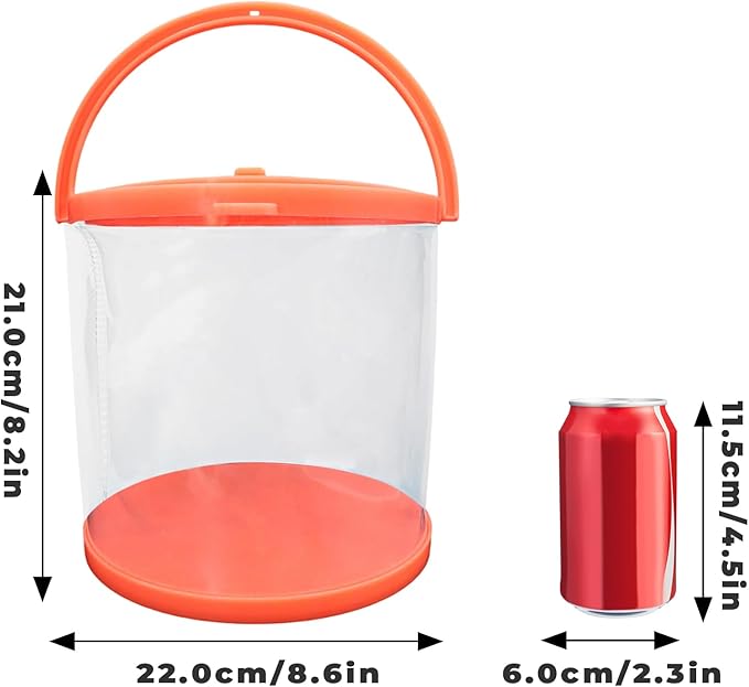 Foldable Small Aquarium, Portable Fish Tank, Fish Transport Container, Plasitc Fish Bowl, Beginner Tank, Great Concept for Catching and Release Critters, Beach, Pool and Lake