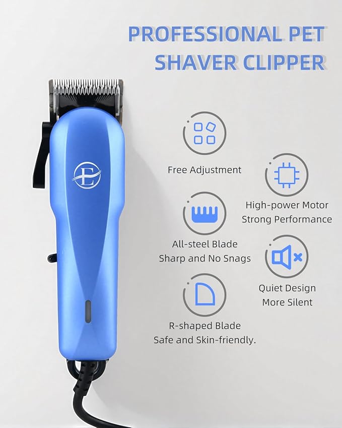Professional Dog Grooming Clippers Kit, 24V High Power for Thick Coats, Quiet Dog Clippers with 10 Metal Guard Combs & Brush, Ideal Dog Hair Remover for Cats and Pets