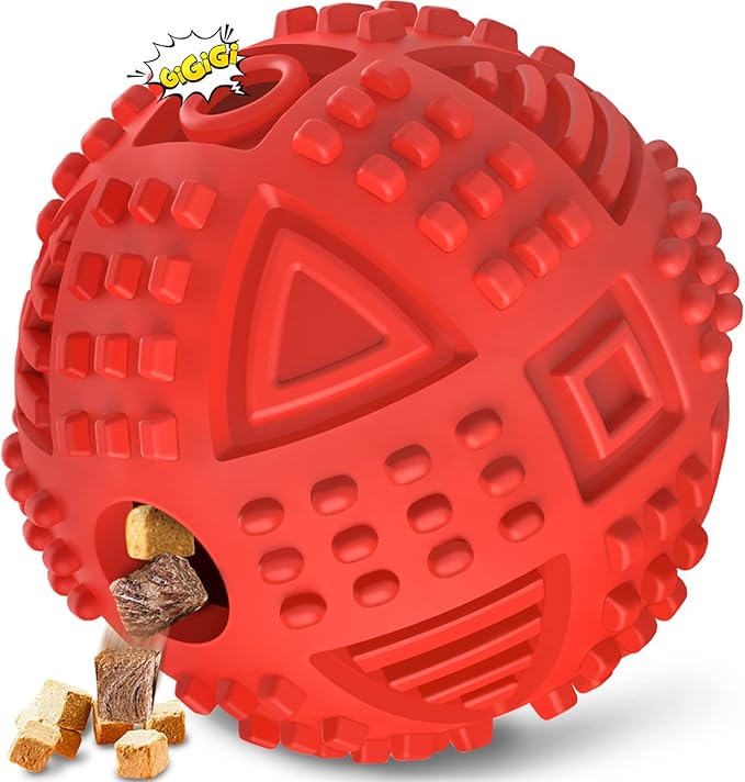 LEGEND SANDY Dog Balls Treat Dispensing, Dog Toys for Aggressive Chewers Large Breed, Nearly Indestructible Squeaky Dog Chew Toys for Large Pet, Natural Rubber Doggie Puzzle Toys, ToughTreat Ball