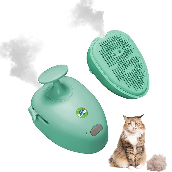 Cat Steam Brush for Shedding, 4 in 1 Rechargeable Steam Brush for Cats and Dogs, Anti-Static, Massage, Cleaning, Shedding & Combing All In One!