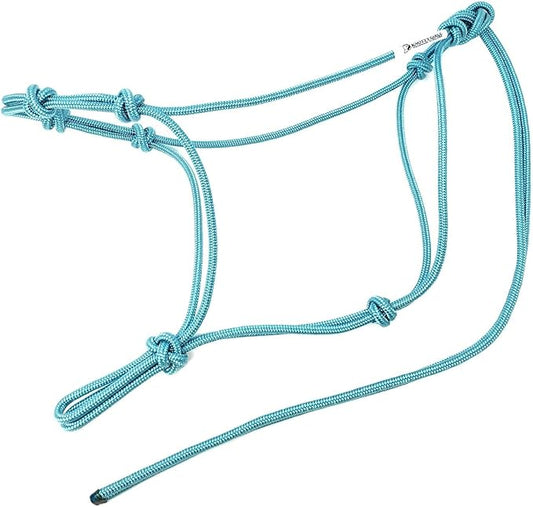 Horse Rope Training Halter - 4 Knot 1/4" Stiff Halter Cord - Used by Famous Trainers Multiple Sizes Multiple Colors