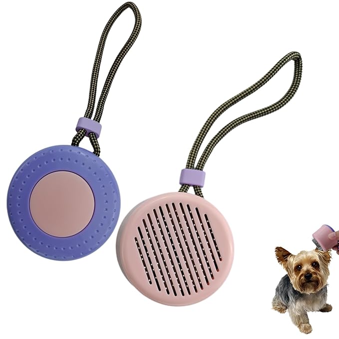 Self Cleaning Retractable Slicker Brush for Puppy and Cats, Grooming Tool with Hanging Rope, Fit for Yorkies, Pomeranians, Maltese, Shih Tzus, Toy Poodles and Maltipoos