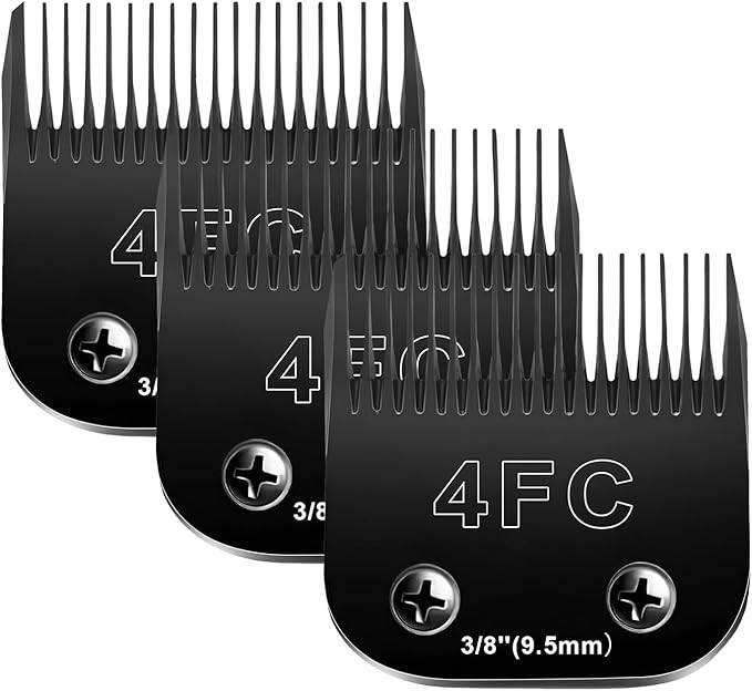4F Blades Dog Grooming Blades Compatible with Andis/Oster A5/Wahl KM-10 Series Dog Clippers,Detachable Clipper Replacement Blade,Black(4FC/3PCS)