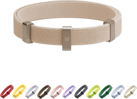 Safety Cat Collar - U.S. IDA Gold Awarding Design, Stretch Elastic Quick Release, Non Breakaway - Light Weight for Kitten, Neck Fit 5.9'-11.8' for All Small Large Cat,S(Linen)