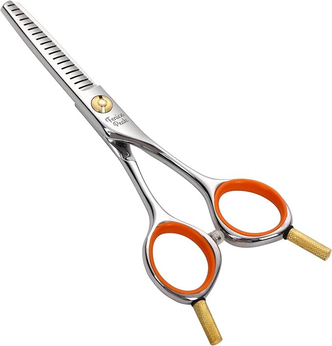 Fenice Peak 5'' Small Thinning Scissors Lightweight Dog and Cat Grooming Scissors with Safety Round Tip JP440C Stainless Steel Sharp Blades for Body Facial Nose Ear and Paw Hair Easy Use